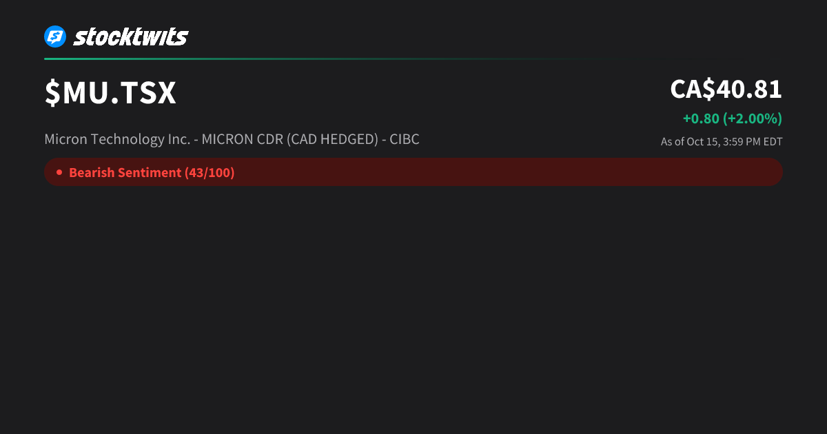 MU: Micron Technology Inc. - MICRON CDR (CAD HEDGED) - CIBC Latest ...